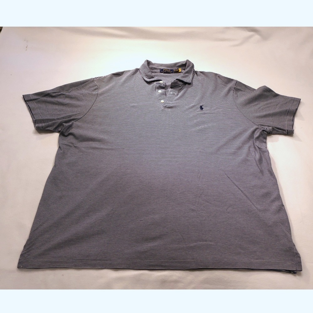 Polo Ralph Lauren Mens XXL Classic Fit Striped Short Sleeve Polo Navy Blue